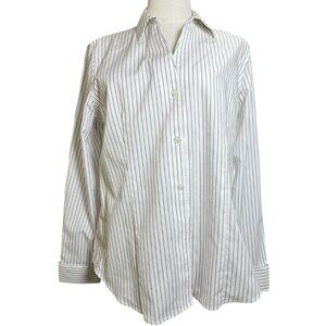 Jones New York Pinstripe Button-Down Shirt Women’s SZ:10 Black & White